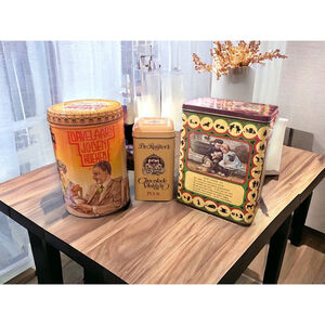 3 Vintage Dutch Chocolate Tins OldTins Rare Chocolate Advertising Tins Decor